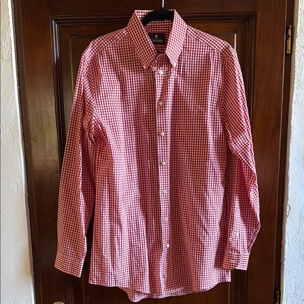 Stafford Red Casual Button Down Shirt